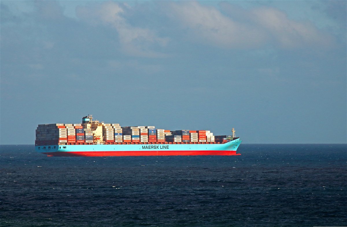 Container ship at sea